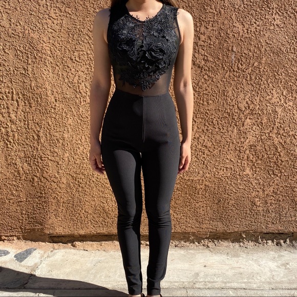 black skinny jumpsuit